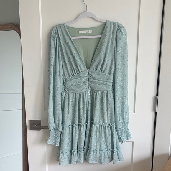 Altar'd State Dresses & Skirts - Altar’d State Light Blue Floral Long Sleeve Dress